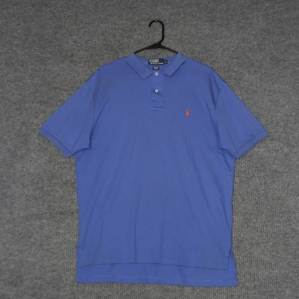 Polo Ralph Lauren Polo Shirt Mens L Blue Cotton‎ Short Sleeve Preppy Classic